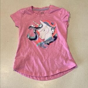 Cat & Jack Pink Unicorn Sequin Kids Tee